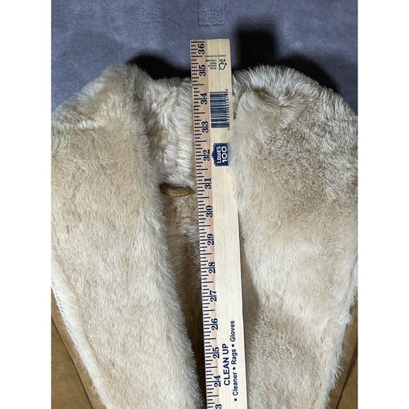 Men’s Shearling Sheepskin Coat Suede Rancher Jacket Size 40 Beige - Picture 7 of 7